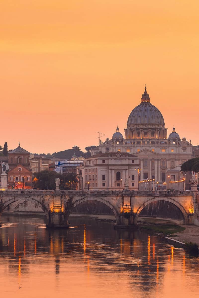 St Peter's and the Tiber at sunset